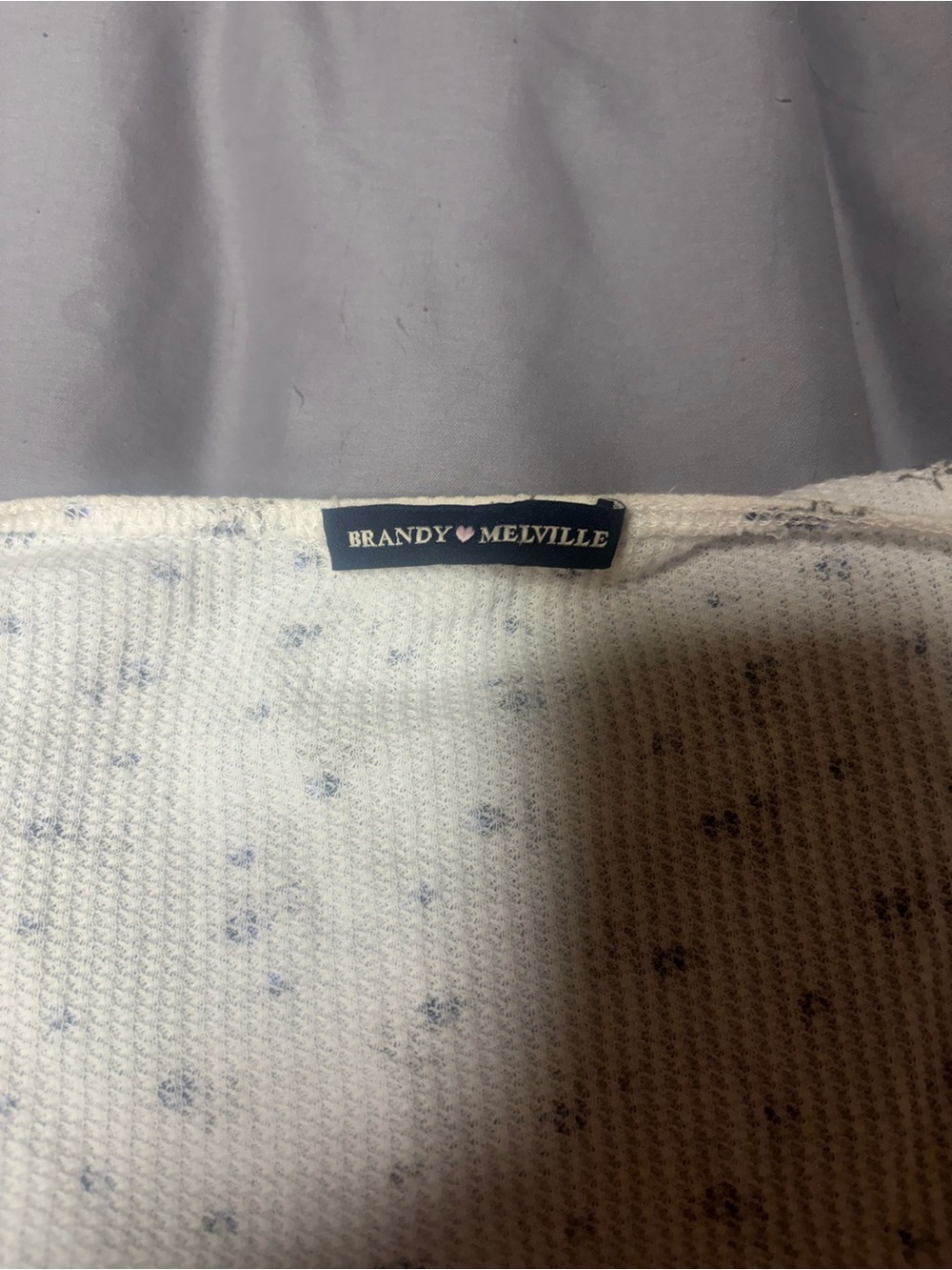 Brandy Melville White Knit with Light Blue Flowers